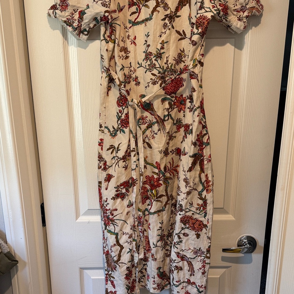 Anthropologie Cream Floral Midi Dress - Picture 14 of 14